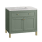 Chicago 36" Single Vanity, Smokey Celadon w/ 3 CM Eternal Jasmine Pearl Top