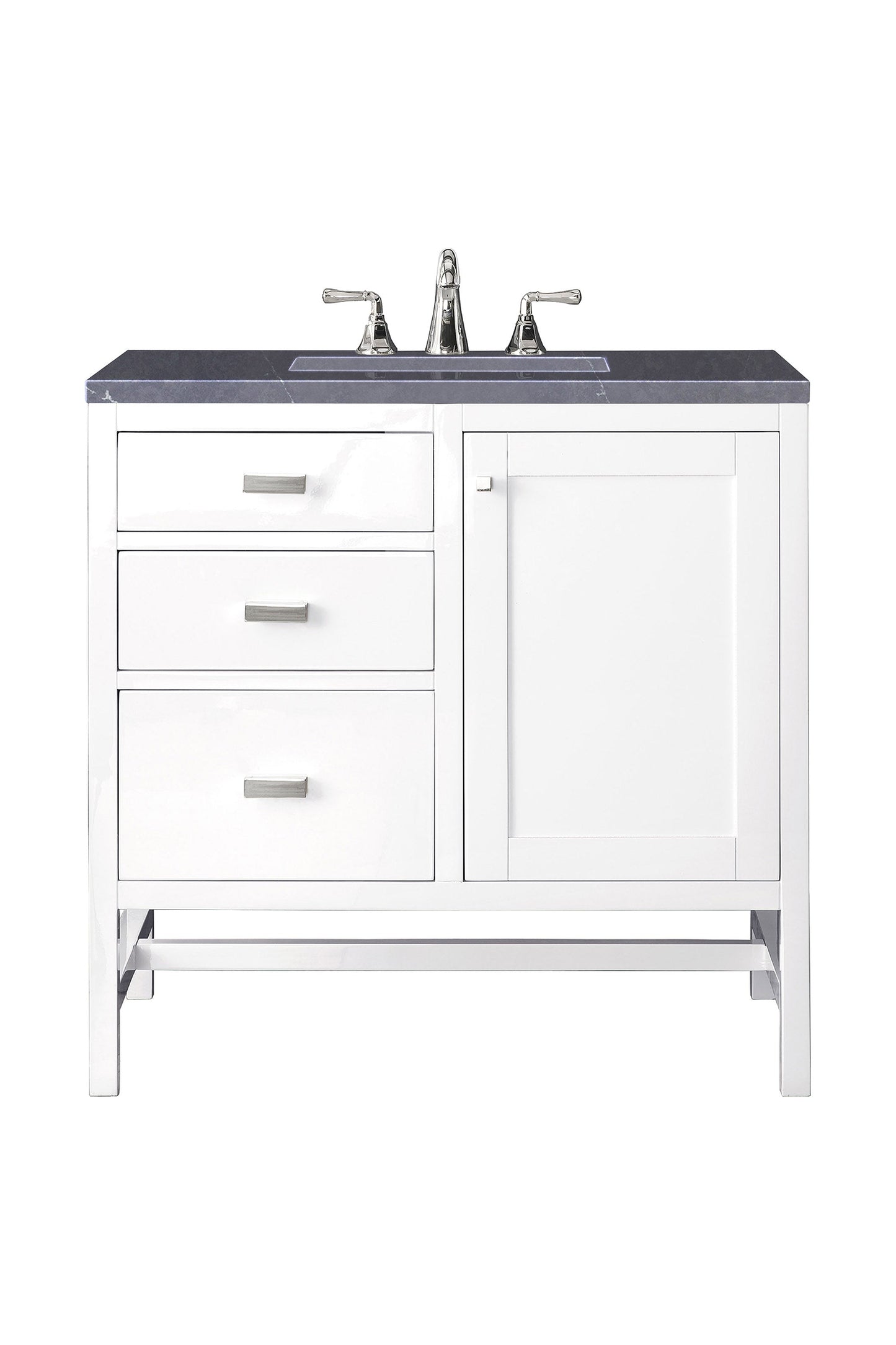 Addison 36" Single Vanity, Glossy White w/ 3 CM Charcoal Soapstone Quartz Top