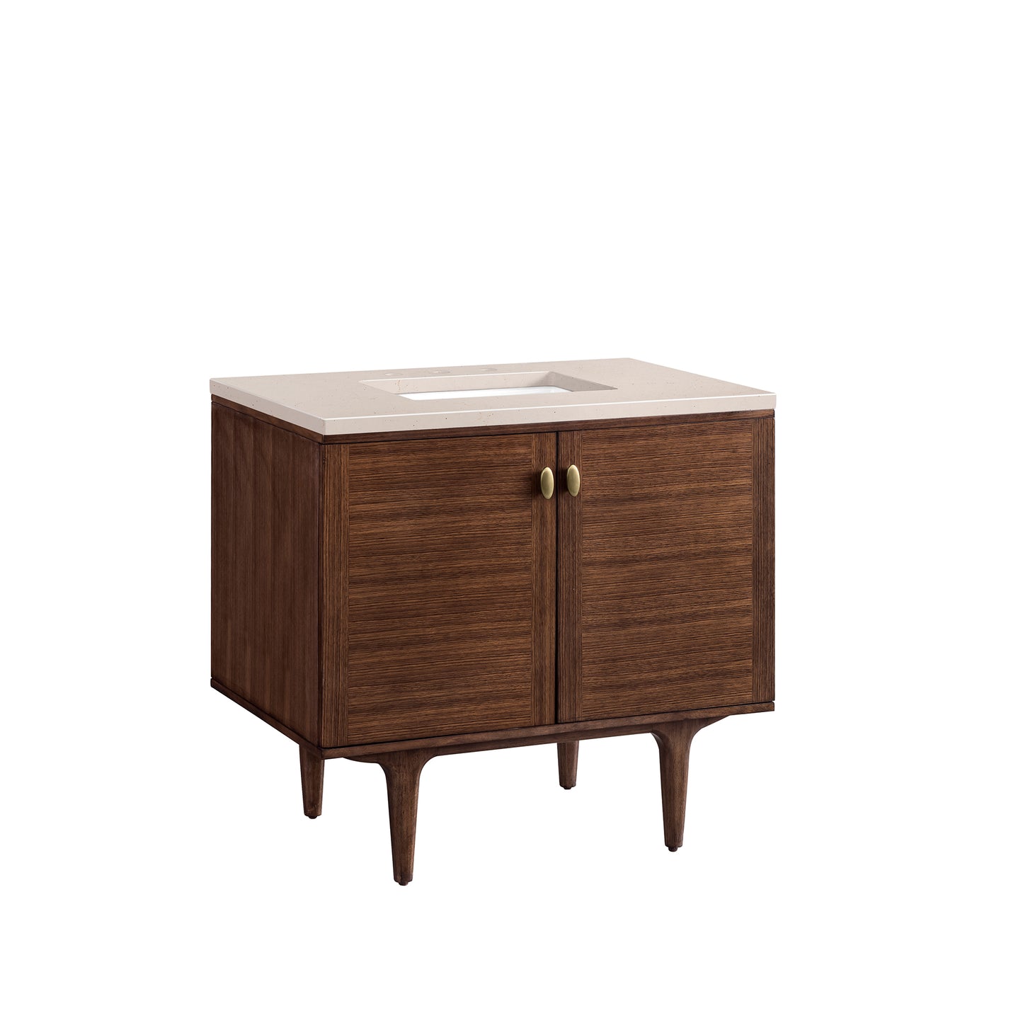 Amberly 36" Single Vanity, Mid-Century Walnut w/ 3 CM Eternal Marfil Top