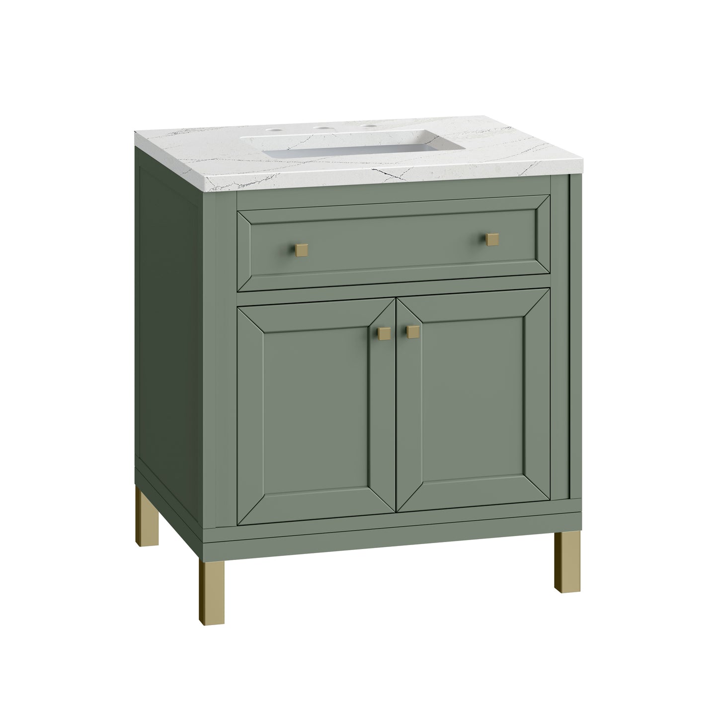 Chicago 30" Single Vanity, Smokey Celadon w/ 3 CM Ethereal Noctis Top