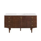 Amberly 60" Single Vanity, Mid-Century Walnut w/ 3 CM White Zeus Top