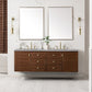 Amberly 72" Double Vanity, Mid-Century Walnut w/ 3 CM Eternal Serena Top