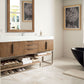 Columbia 72" Single Vanity, Latte Oak w/ Glossy White Composite Stone Top