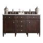 Brittany 60" Double Vanity, Burnished Mahogany w/ 3 CM Eternal Jasmine Pearl Quartz Top