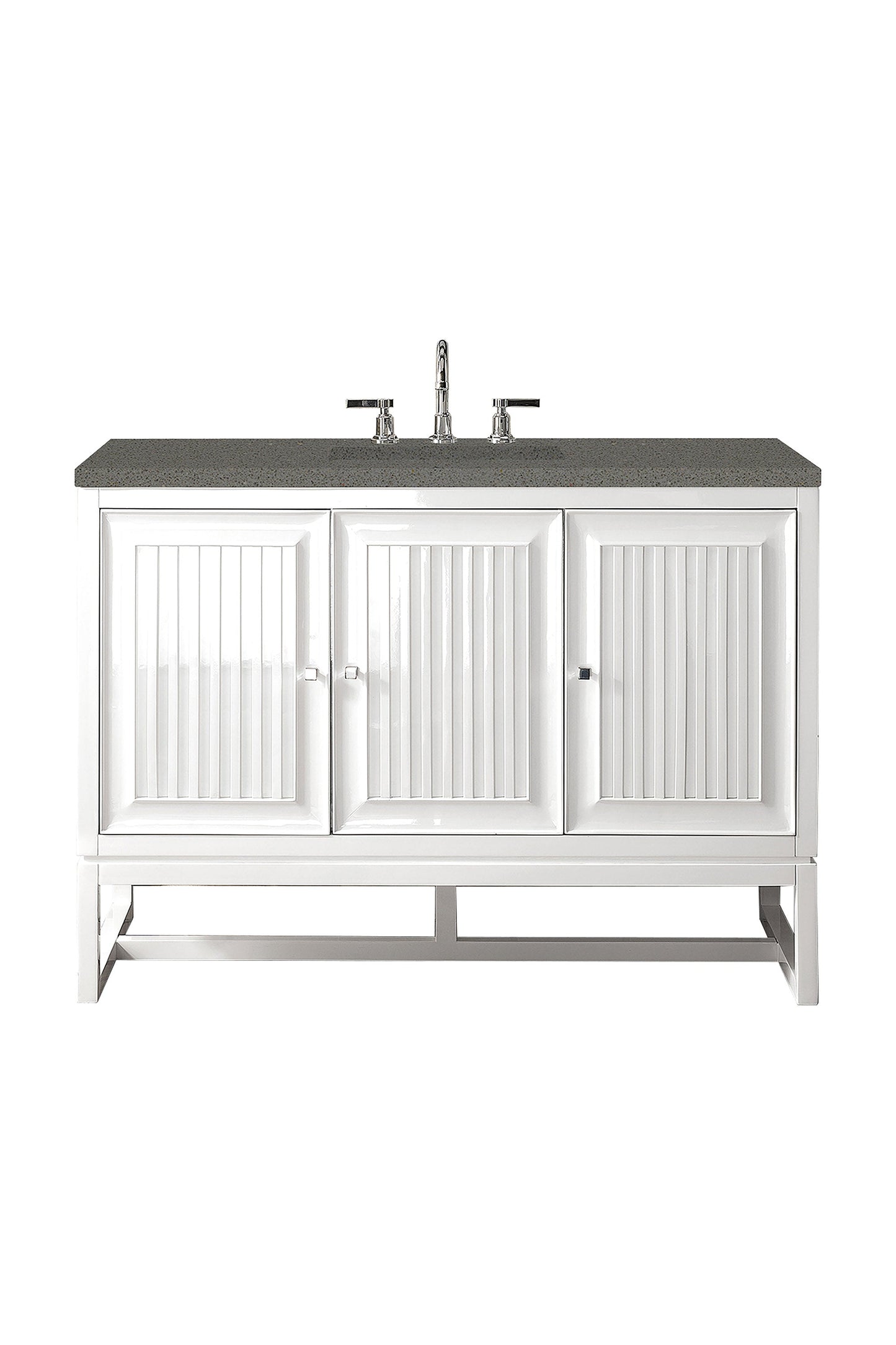 Athens 48" Single Vanity, Glossy White w/ 3 CM Grey Expo Quartz Top