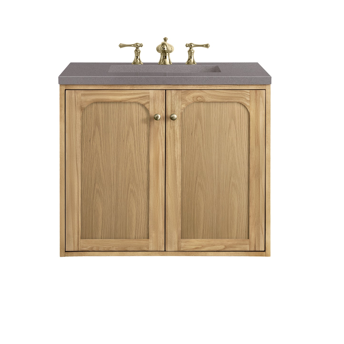 Laurent 30" Single Vanity, Light Natural Oak w/ 3 CM Grey Expo Top