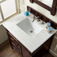 Brittany 30" Single Vanity, Burnished Mahogany w/ 3 CM Arctic Fall Solid Surface Top