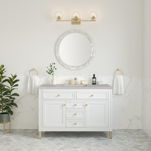 Chicago 48 Single Vanity, Glossy White w/ 3 CM Eternal Serena Top