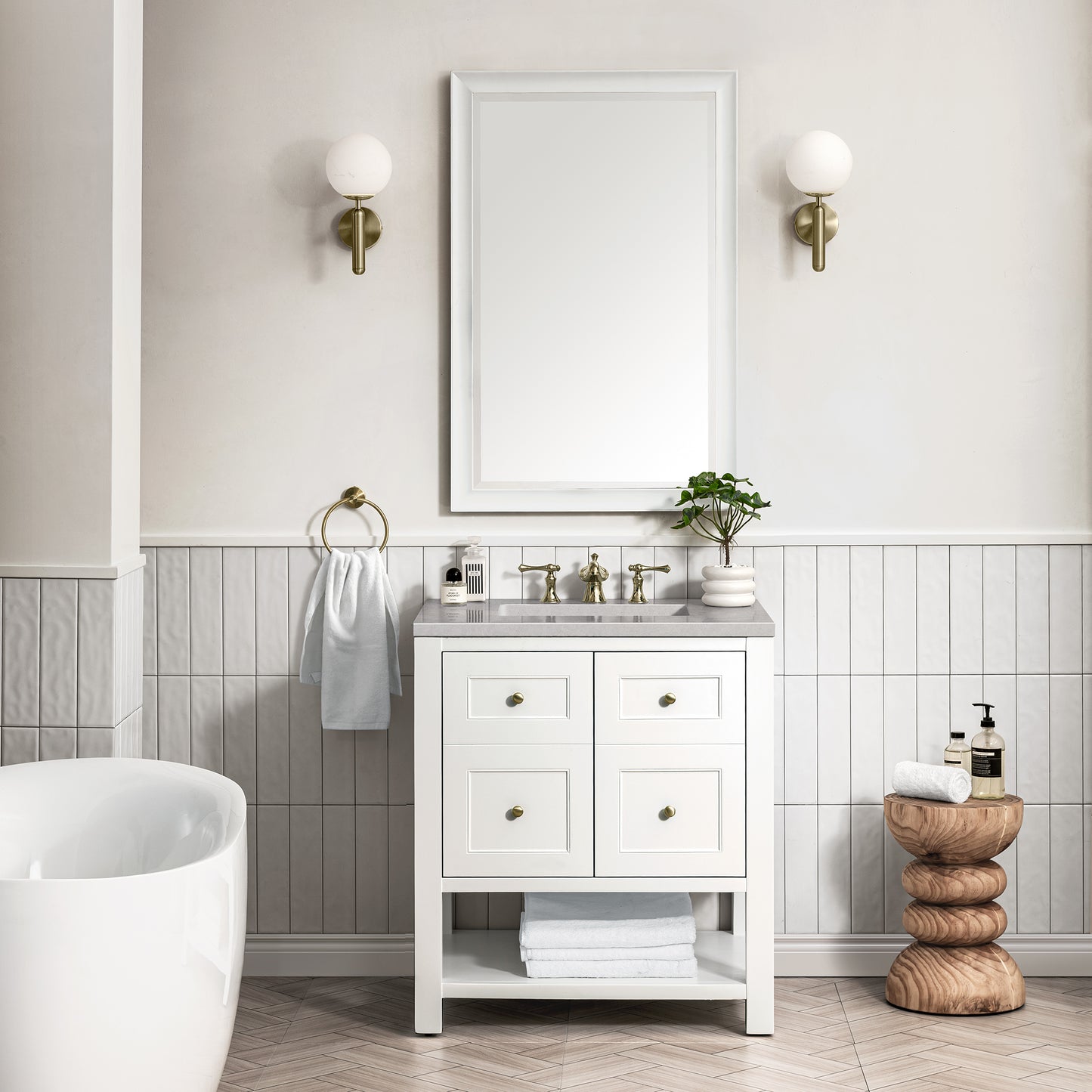 Breckenridge 30" Single Vanity, Bright White w/ 3 CM Eternal Serena Top