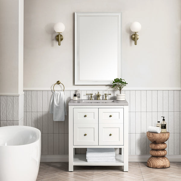 Breckenridge 30 Single Vanity, Bright White w/ 3 CM Eternal Serena Top