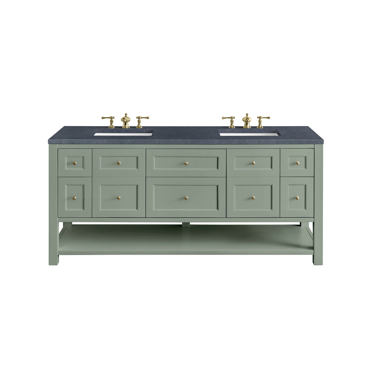 Breckenridge 72" Double Vanity, Smokey Celadon w/ 3 CM Charcoal Soapstone Top