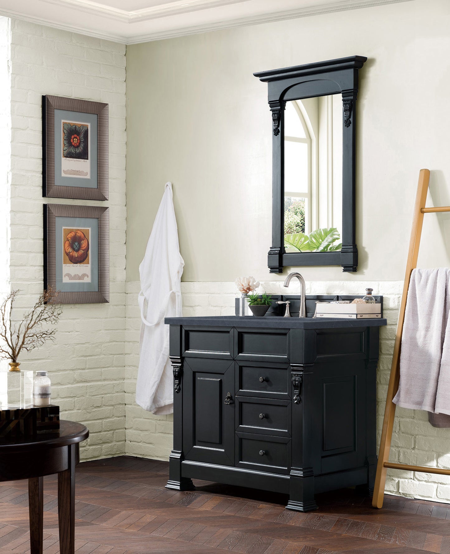 Brookfield 36" Single Vanity, Antique Black w/ 3 CM Charcoal Soapstone Quartz Top