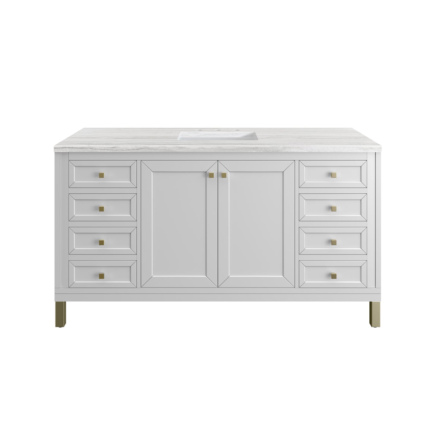 Chicago 60" Single Vanity, Glossy White w/ 3 CM Arctic Fall Top