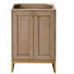 Chianti 24" Single Vanity Cabinet, Whitewashed Walnut, Radiant Gold