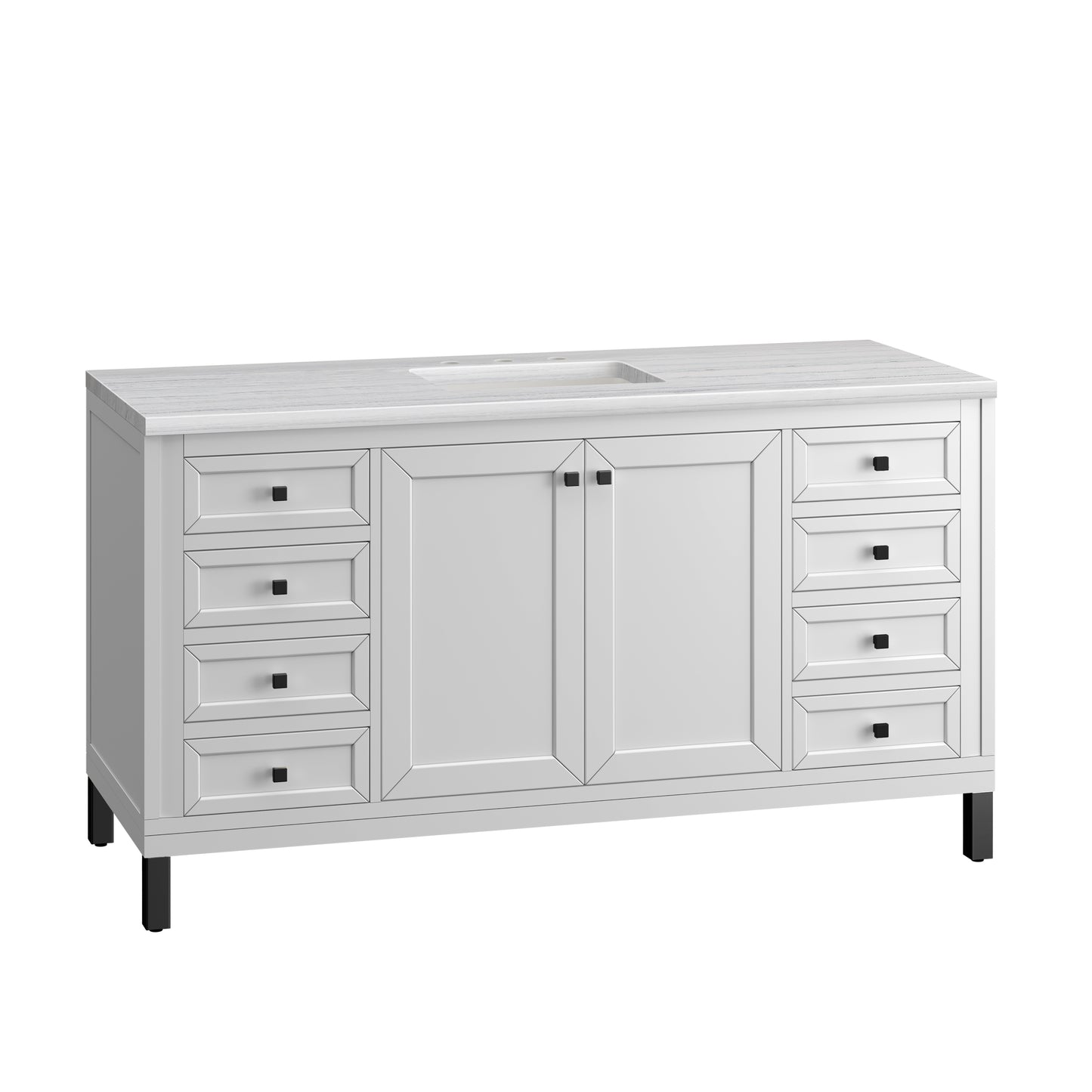 Chicago 60" Single Vanity, Glossy White w/ 3 CM Arctic Fall Top