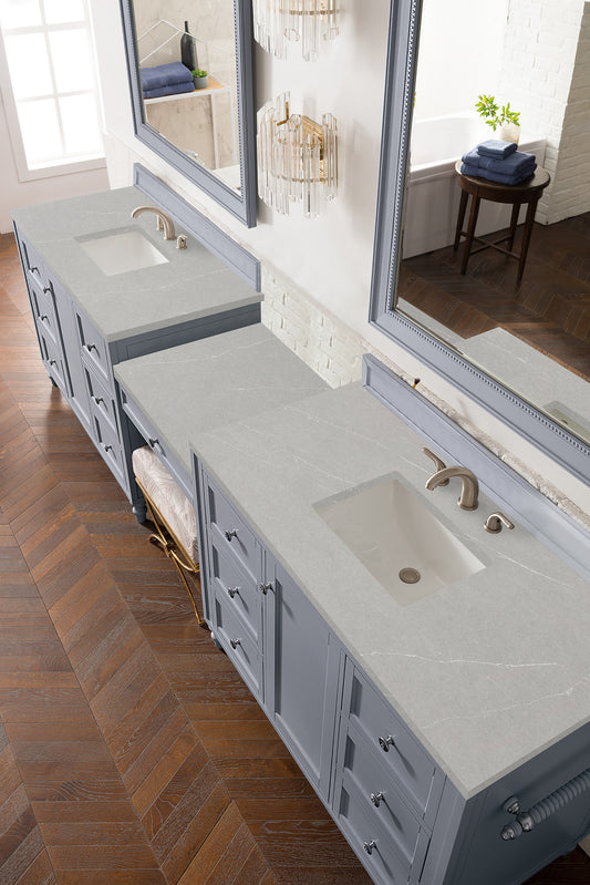 Copper Cove Encore 122" Double Vanity Set, Silver Gray w/ 3 CM Eternal Serena Quartz Top