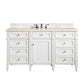 Brittany 60" Single Vanity, Bright White w/ 3 CM Eternal Marfil Quartz Top