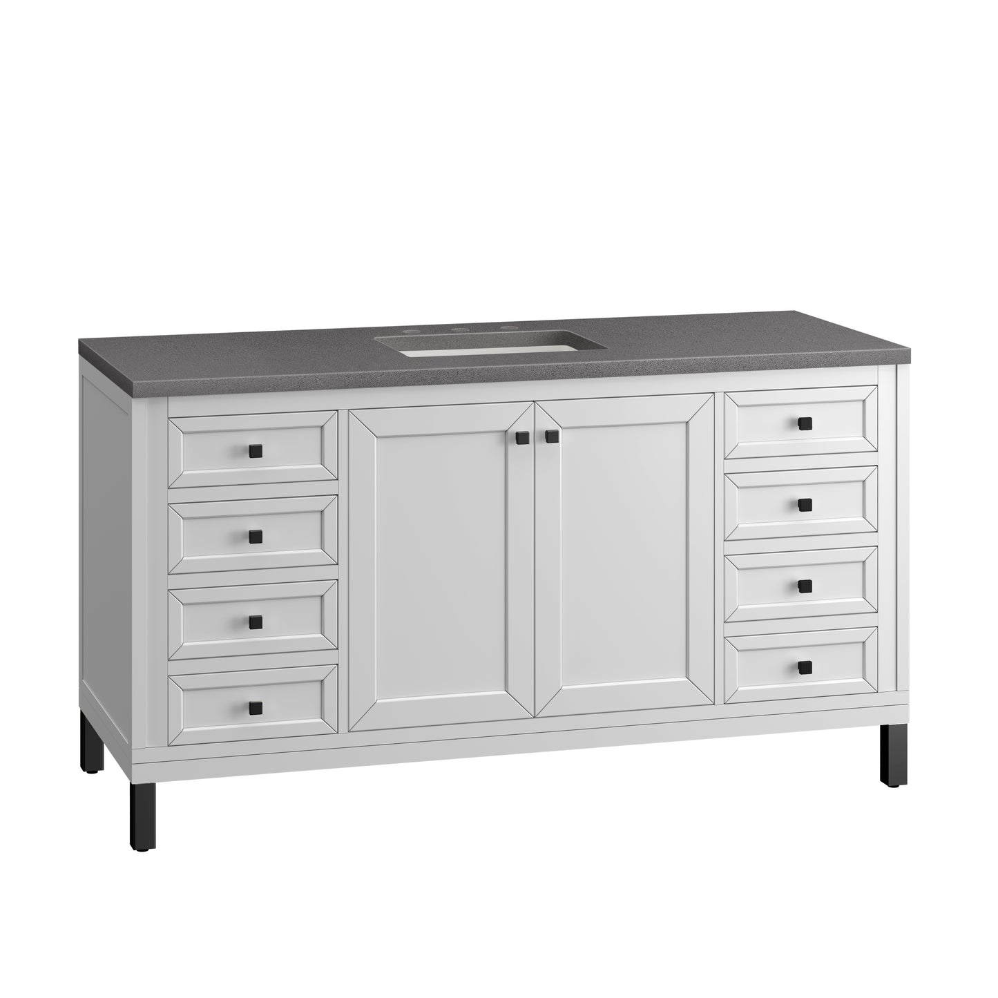 Chicago 60" Single Vanity, Glossy White w/ 3 CM Grey Expo Top