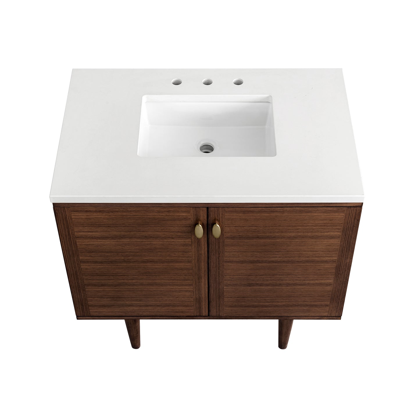 Amberly 36" Single Vanity, Mid-Century Walnut w/ 3 CM White Zeus Top