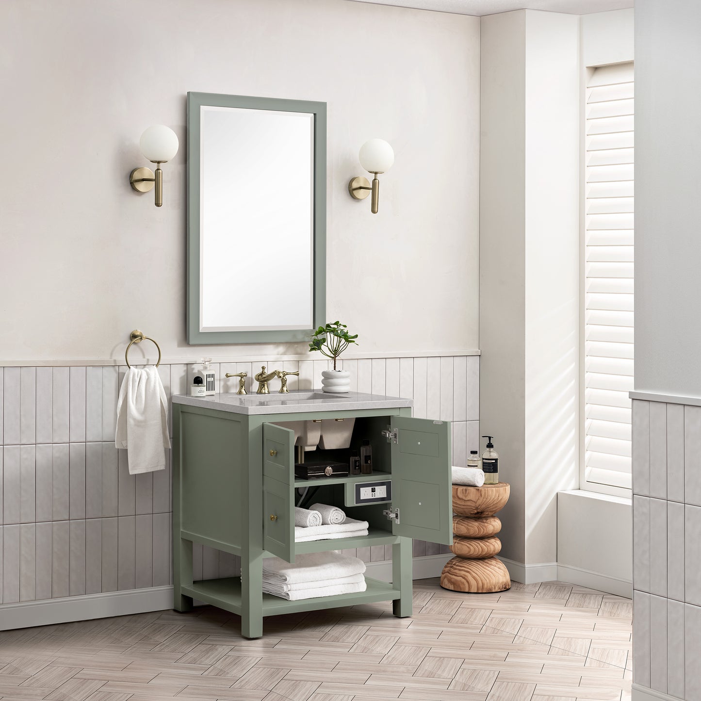 Breckenridge 30" Single Vanity, Smokey Celadon w/ 3 CM Eternal Serena Top