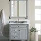 Brittany 36" Single Vanity, Urban Gray w/ 3 CM Ethereal Noctis Quartz Top