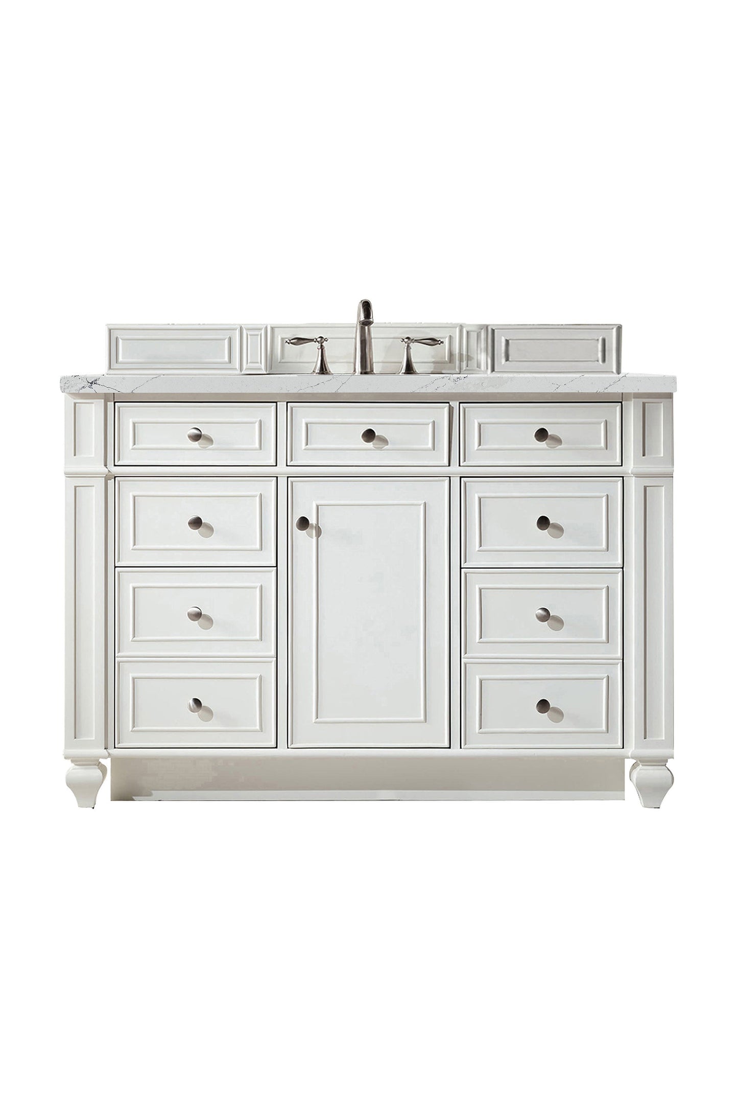 Bristol 48" Single Vanity, Bright White w/ 3 CM Ethereal Noctis Quartz Top