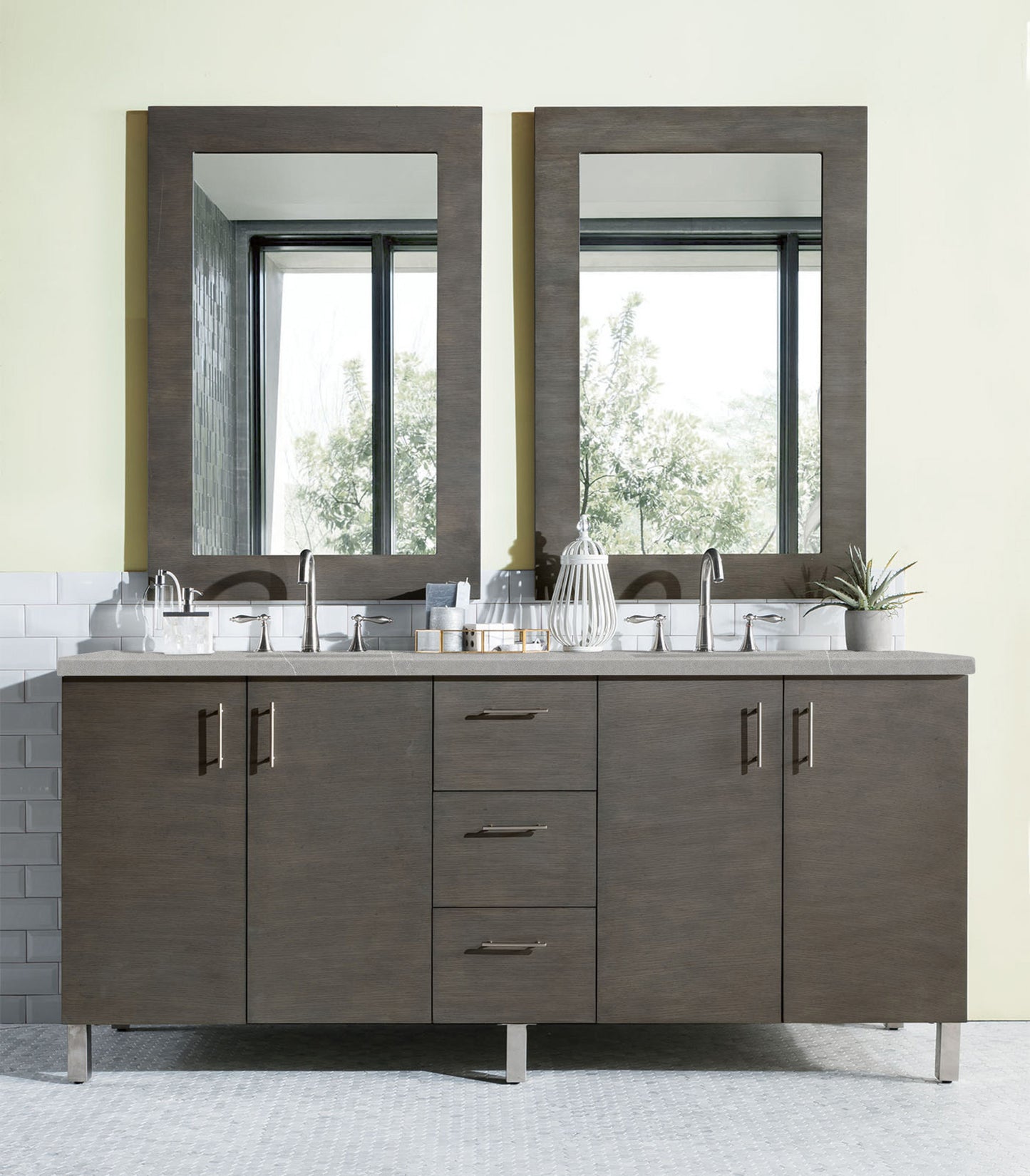 Metropolitan 72" Double Vanity, Silver Oak w/ 3 CM Eternal Serena Quartz Top