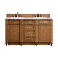 Bristol 60" Double Vanity, Saddle Brown w/ 3 CM White Zeus Quartz Top