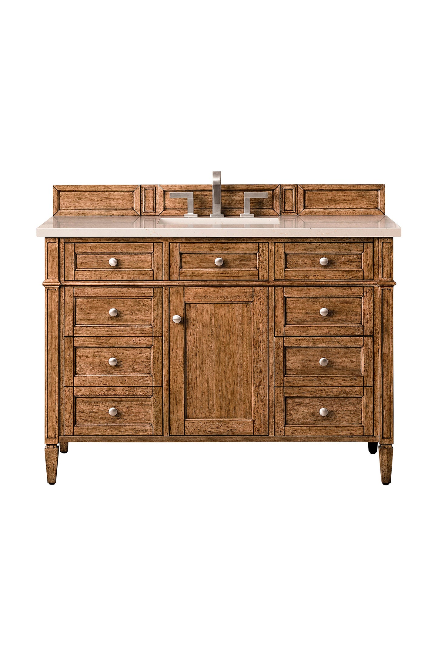 Brittany 48" Single Vanity, Saddle Brown w/ 3 CM Eternal Marfil Quartz Top