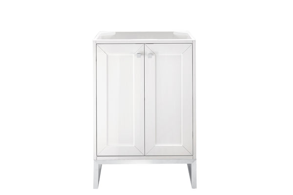 Chianti 24 Single Vanity Cabinet, Glossy White, Brushed Nickel
