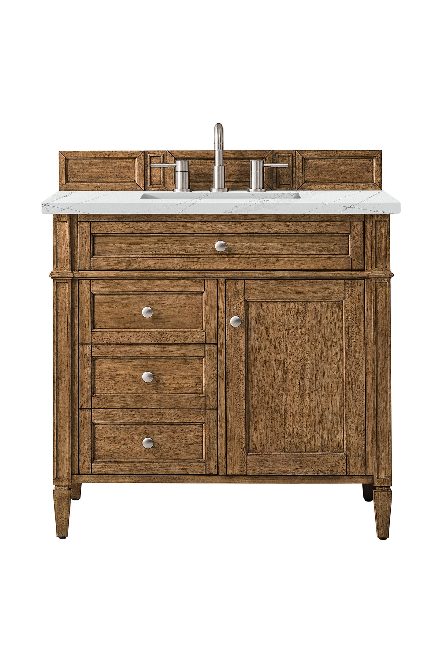 Brittany 36" Single Vanity, Saddle Brown w/ 3 CM Ethereal Noctis Quartz Top