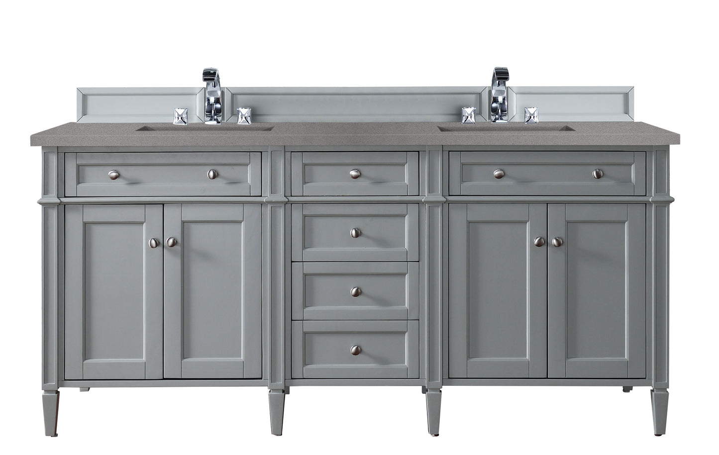 Brittany 72" Double Vanity, Urban Gray w/ 3 CM Grey Expo Quartz Top