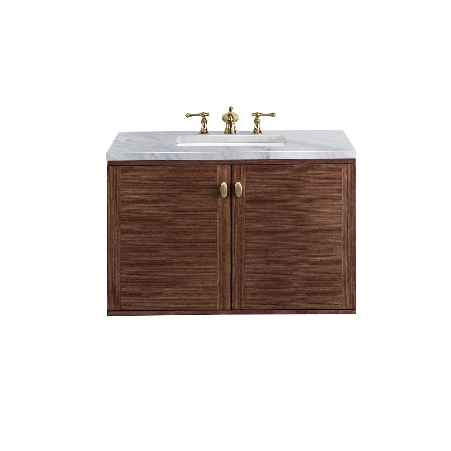 Amberly 36" Single Vanity, Mid-Century Walnut w/ 3 CM Carrara Marble Top