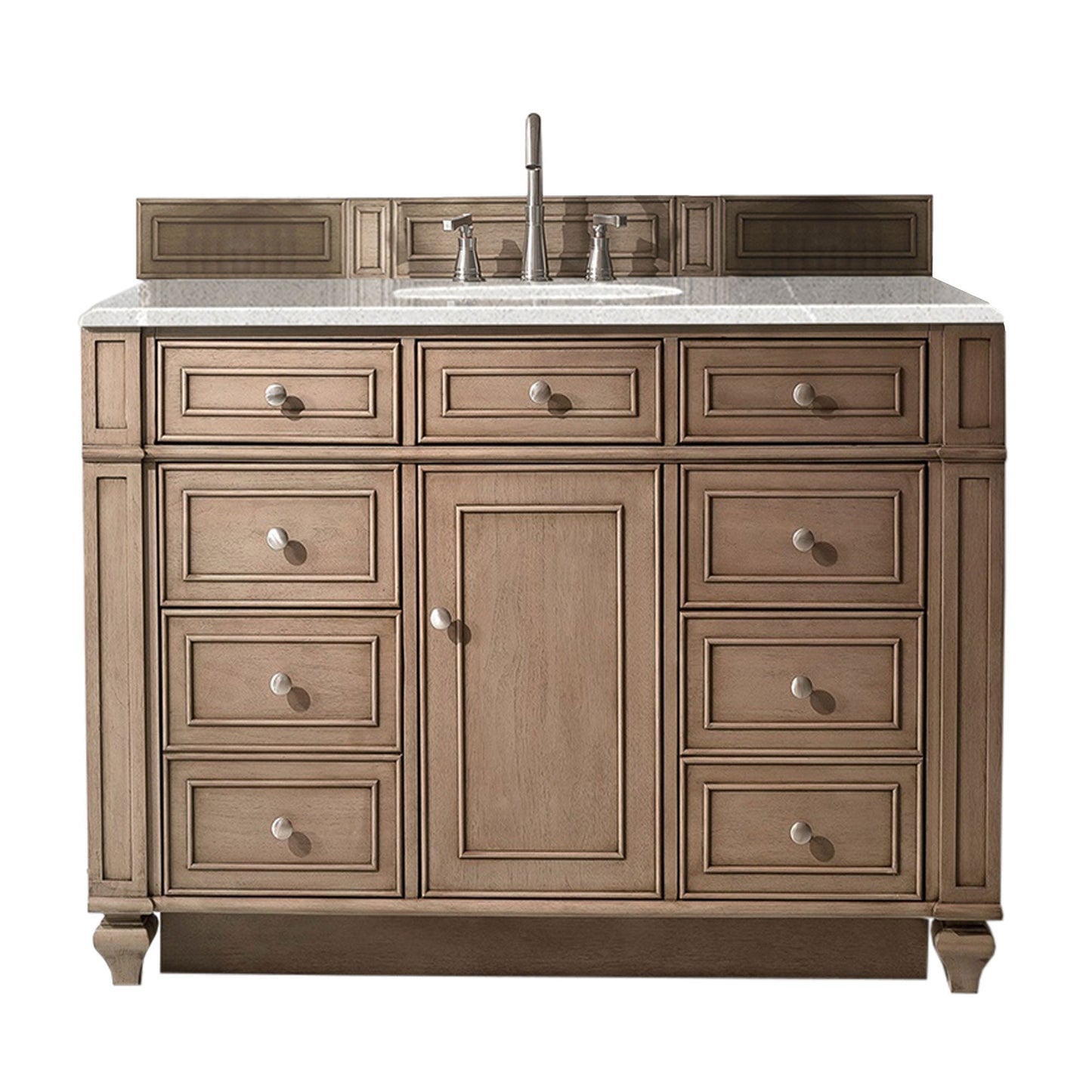 Bristol 48" Single Vanity, Whitewashed Walnut w/ 3 CM Eternal Serena Quartz Top