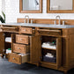 Bristol 72" Double Vanity, Saddle Brown w/ 3 CM Eternal Jasmine Pearl Quartz Top