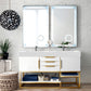 Columbia 59" Double Vanity, Glossy White, Radiant Gold w/ Glossy White Composite Stone Top