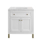 Chicago 30" Single Vanity, Glossy White w/ 3 CM Arctic Fall Top