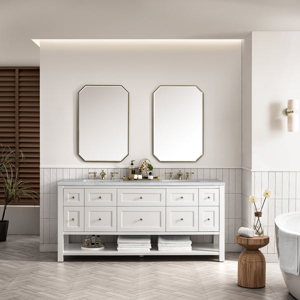 Breckenridge 72 Double Vanity, Bright White w/ 3 CM Arctic Fall Top