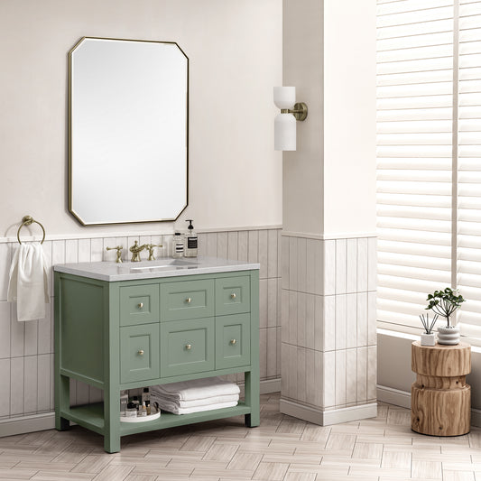 Breckenridge 36" Single Vanity, Smokey Celadon w/ 3 CM Eternal Serena Top