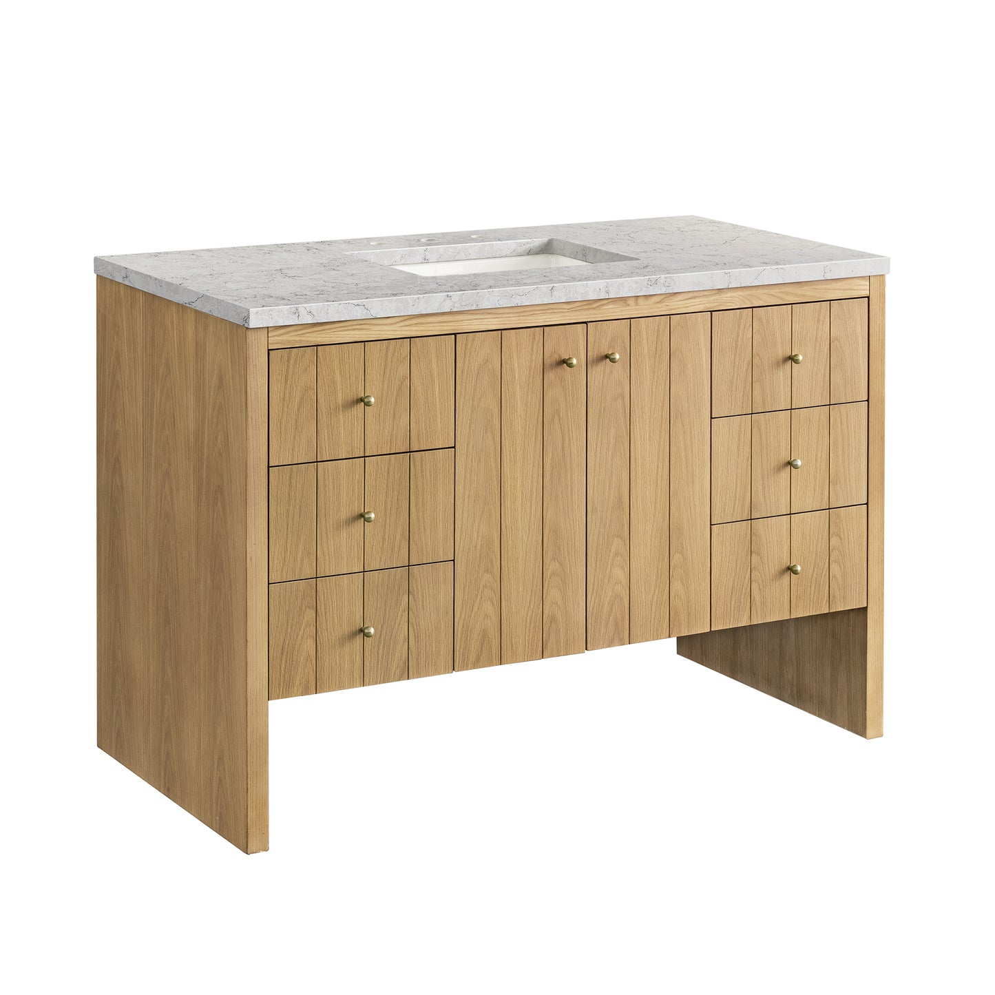 Hudson 48" Single Vanity, Light Natural Oak w/ 3 CM Eternal Jasmine Pearl Top