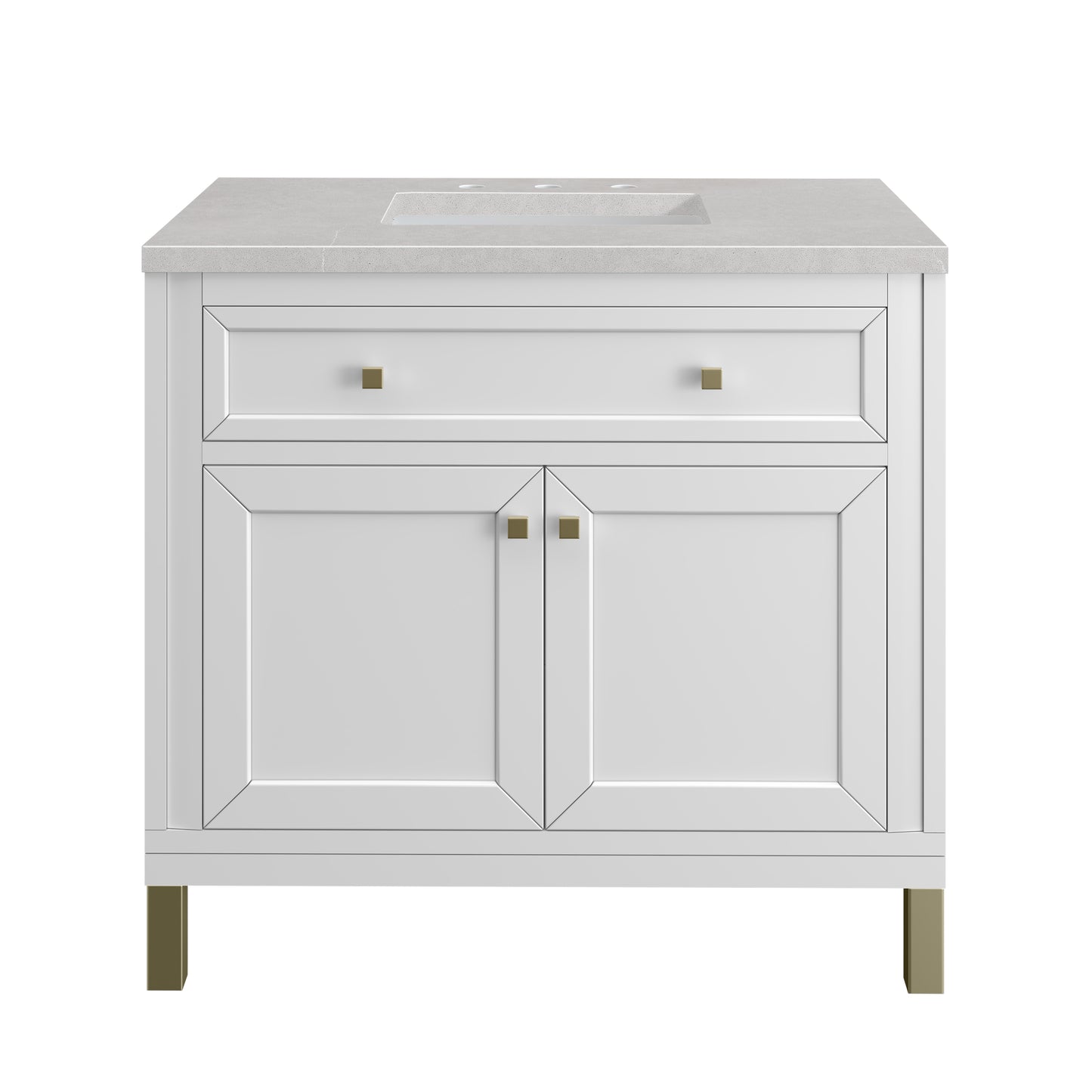 Chicago 36" Single Vanity, Glossy White w/ 3 CM Eternal Serena Top