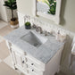 Brookfield 36" Single Vanity, Bright White w/ 3 CM Carrara Marble Top