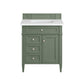 Brittany 30" Single Vanity, Smokey Celadon w/ 3 CM White Zeus Top