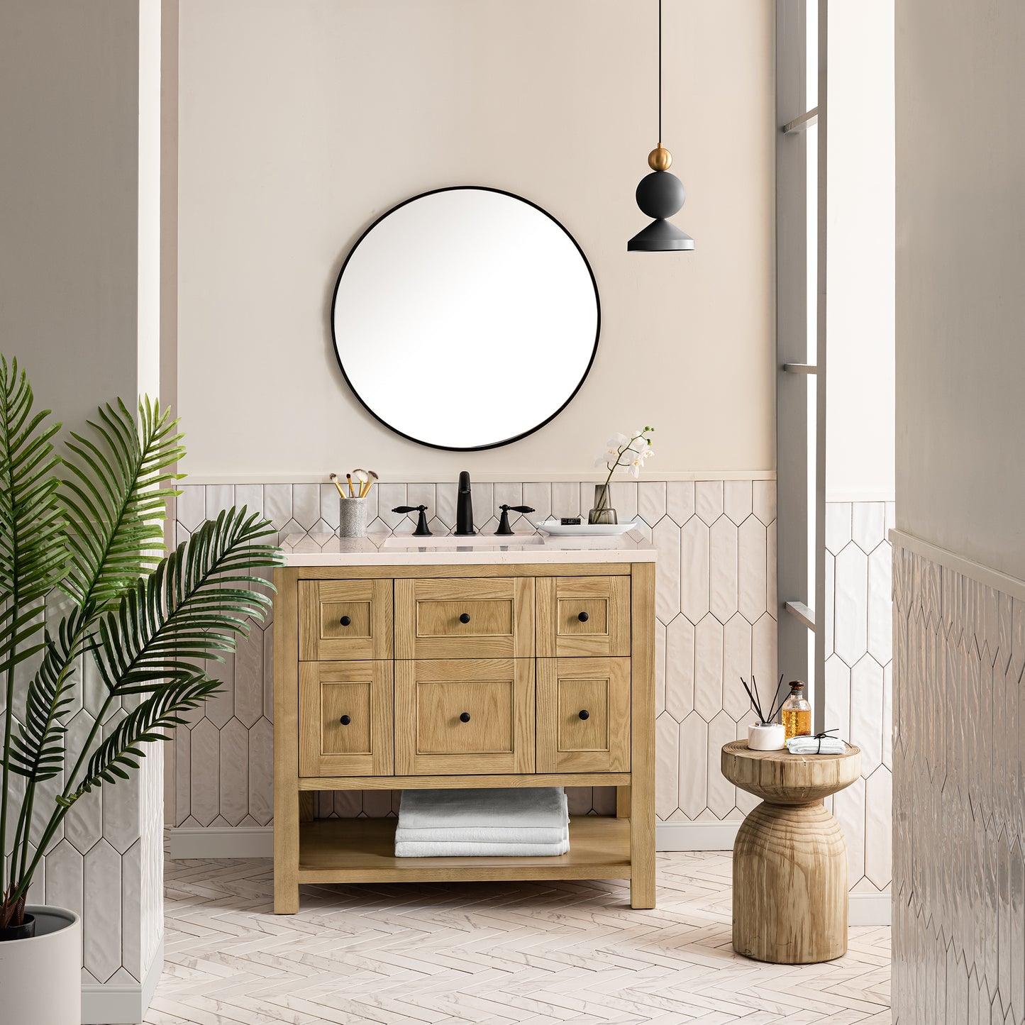 Breckenridge 36" Single Vanity, Light Natural Oak w/ 3 CM Eternal Marfil Top