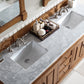 Brookfield 72" Double Vanity, Country Oak w/ 3 CM Carrara Marble Top