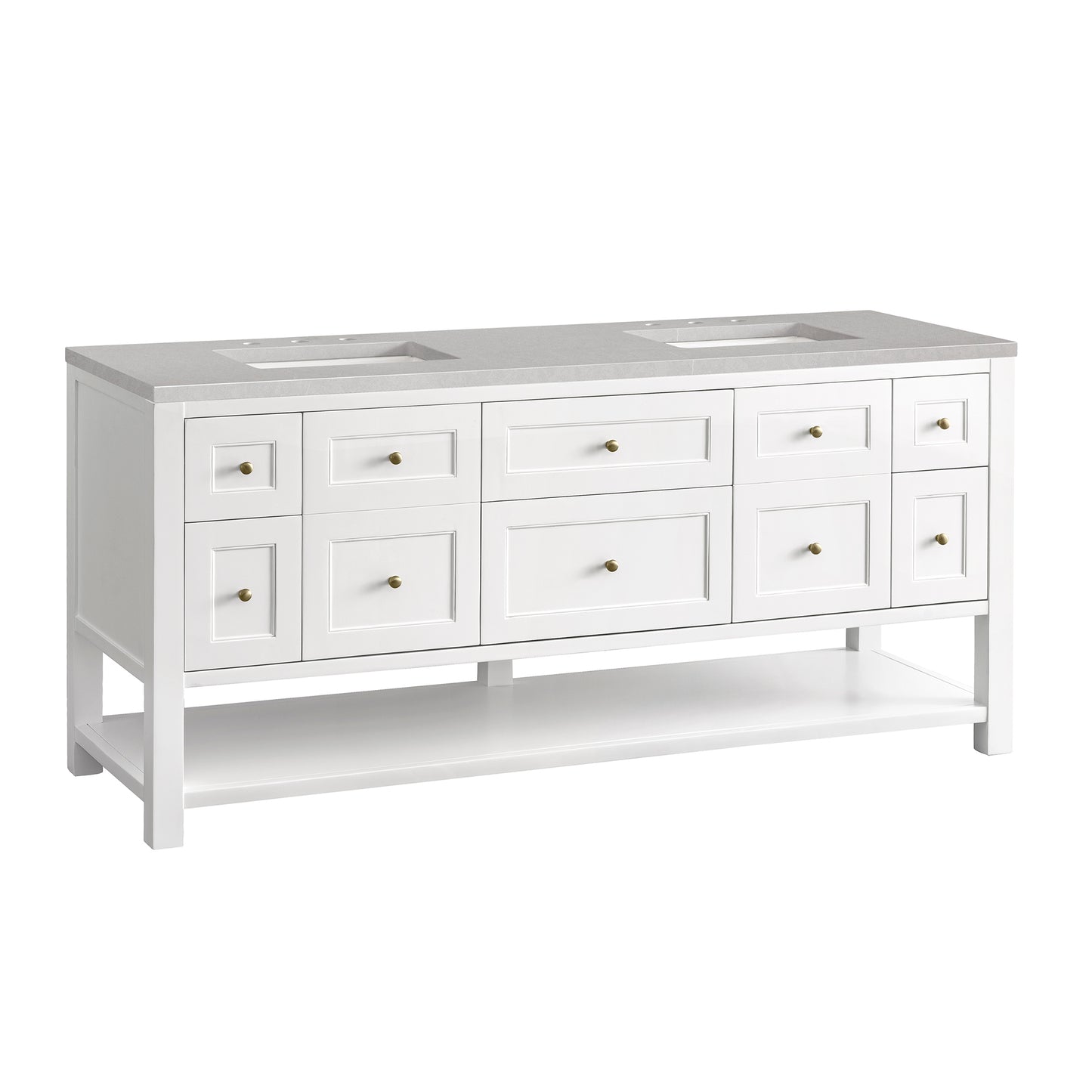 Breckenridge 72" Double Vanity, Bright White w/ 3 CM Eternal Serena Top