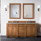 Bristol 72" Double Vanity, Saddle Brown w/ 3 CM Grey Expo Quartz Top