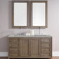 Chicago 60" Double Vanity, Whitewashed Walnut w/ 3 CM Eternal Serena Quartz Top