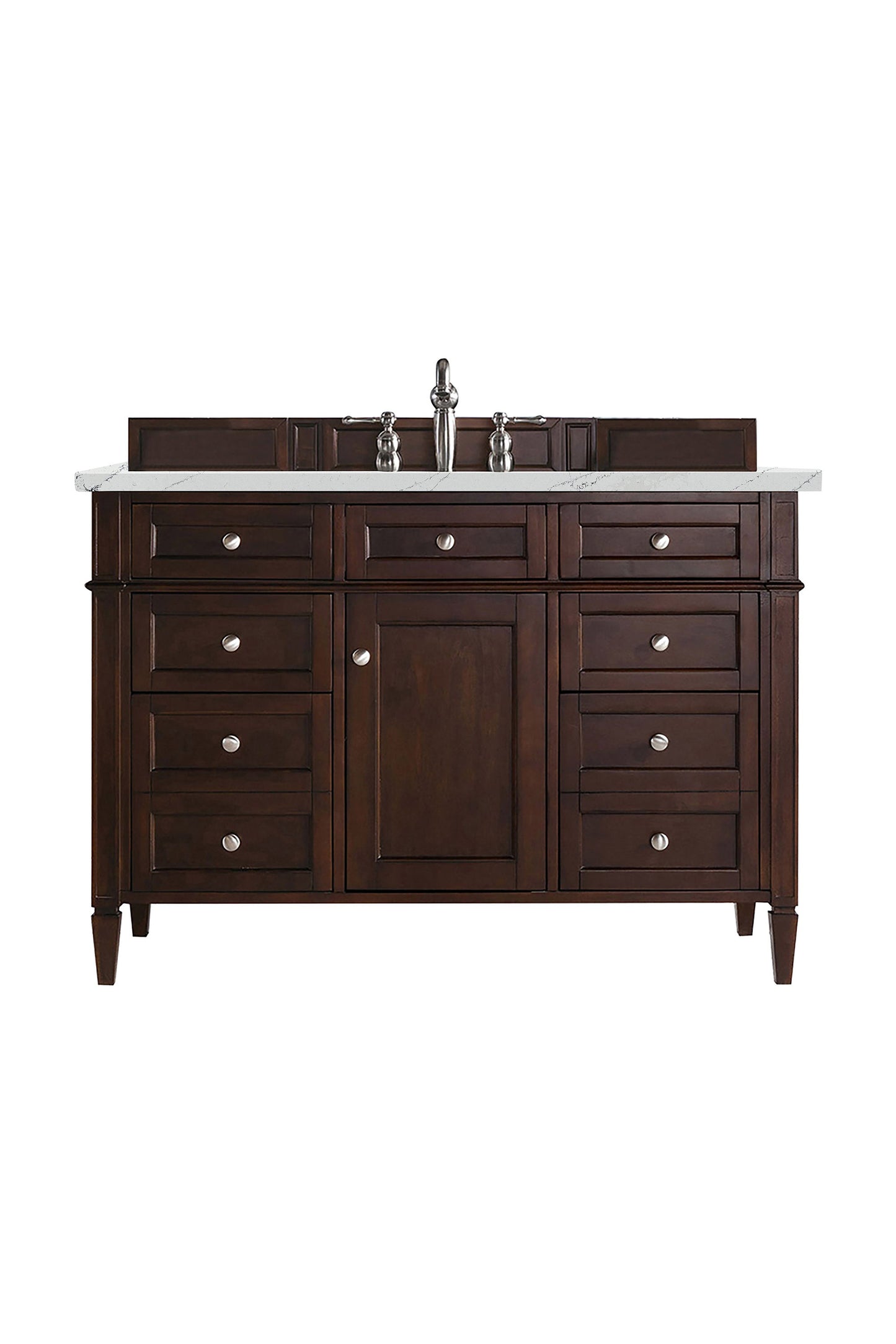 Brittany 48" Single Vanity, Burnished Mahogany w/ 3 CM Ethereal Noctis Quartz Top