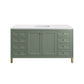 Chicago 60" Single Vanity, Smokey Celadon w/ 3 CM White Zeus Top